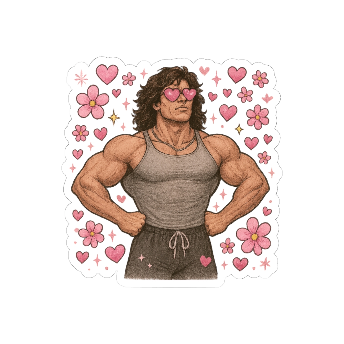 Sam Sulek Hearts Bold Fitness Sticker Decal - alternate angle 1, merchandise